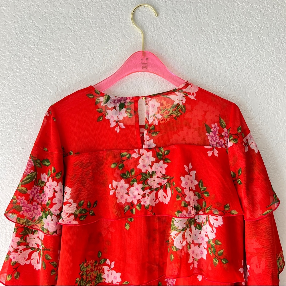NWT Who What Wear Ruffle Tiered Bouquet Floral Dress Size X-Small - Picture 7 of 9